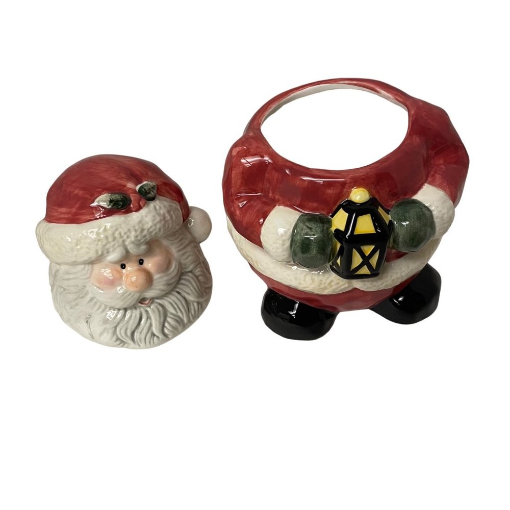 International Bazaar Jolly Santa Clause Cookie Jar Canister Christmas Holiday 7" - Picture 5 of 11